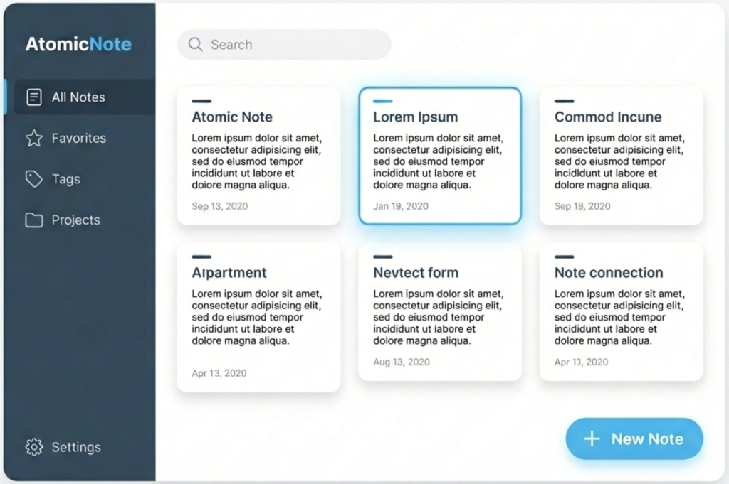 Atomicnote App Mockup